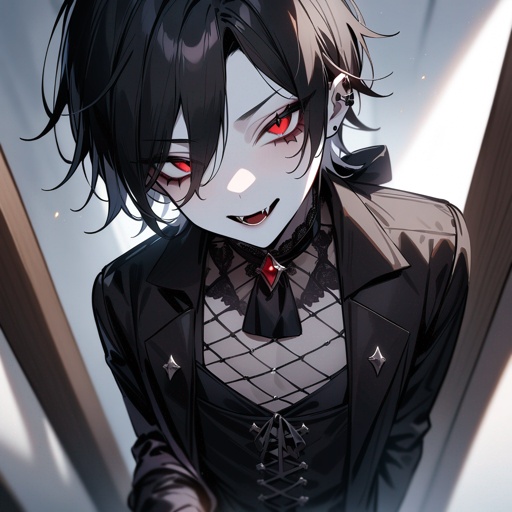 Pale-skin, teen, male, gothic, vampire, black-hair