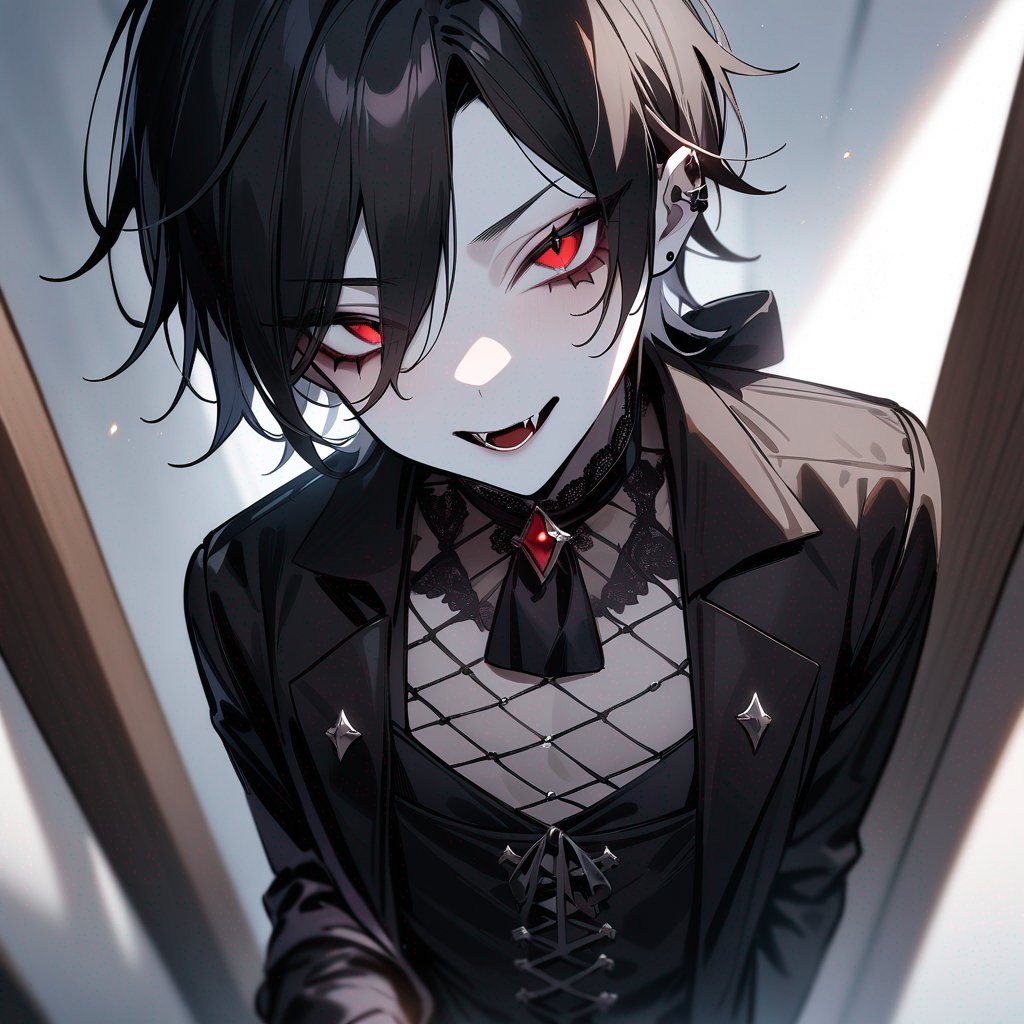Pale-skin, teen, male, gothic, vampire, black-hair