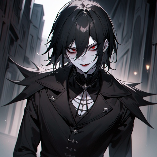 Pale-skin, male, gothic, vampire, black-hair, evil-eyes