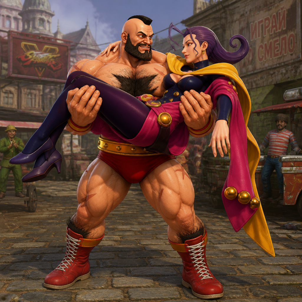 in street fighter zangeif carrying rose