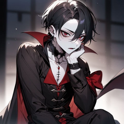 Pale-skin, teen, male, masculine, gothic, vampire, black-hair, dark-eyes