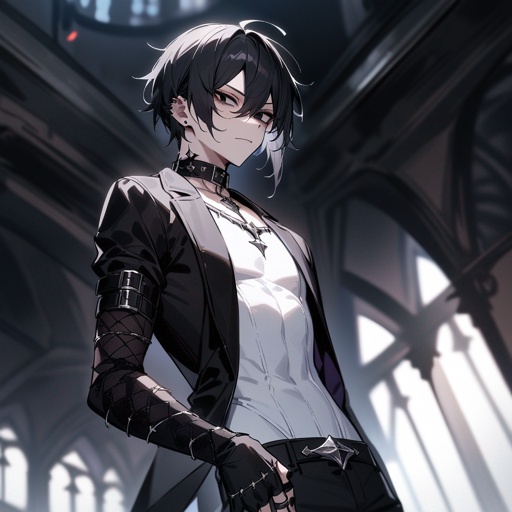 White body, black eyes, male, gothic, male edgy