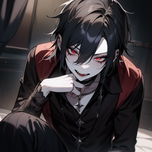Pale-skin, teen, male, gothic, vampire, black-hair
