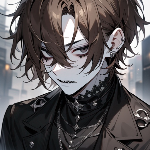White skin, black eyes, brown hair, male, gothic, male edgy