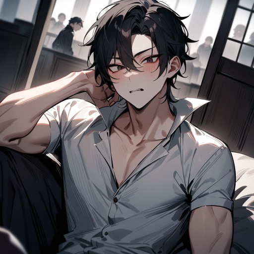 Pale, teen, male, masculine, vampire, black-hair, dark-eyes, broody