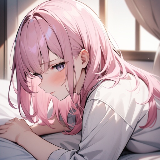 Pale, girl, pink hair