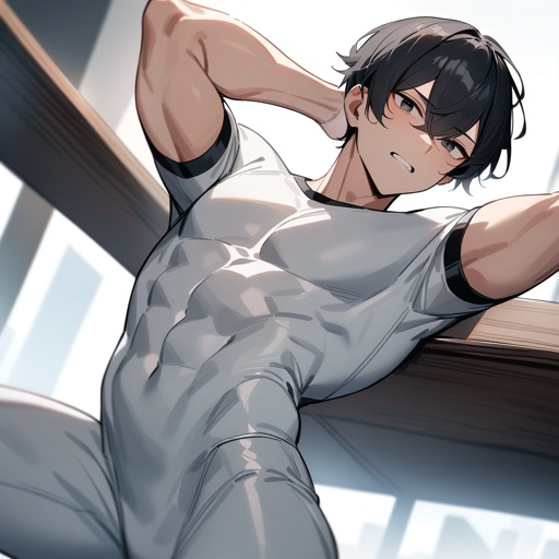 White body, black eyes, male,