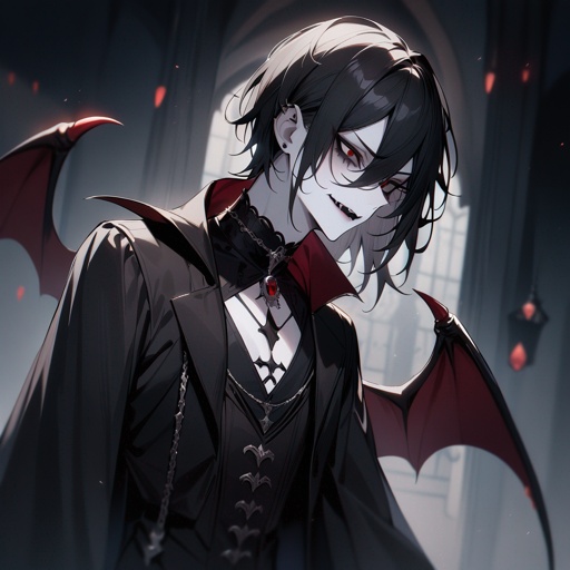 Pale-skin, male, gothic, vampire, black-hair, evil-eyes