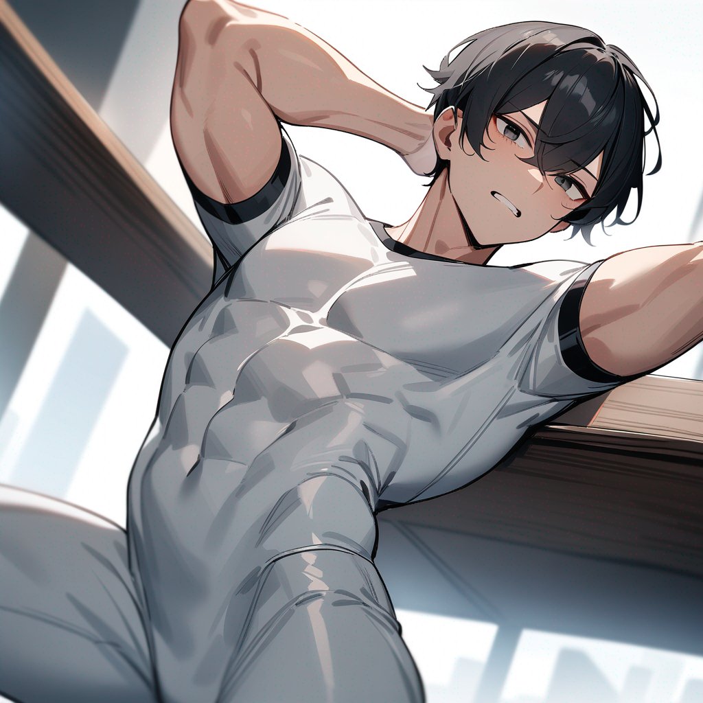 White body, black eyes, male,