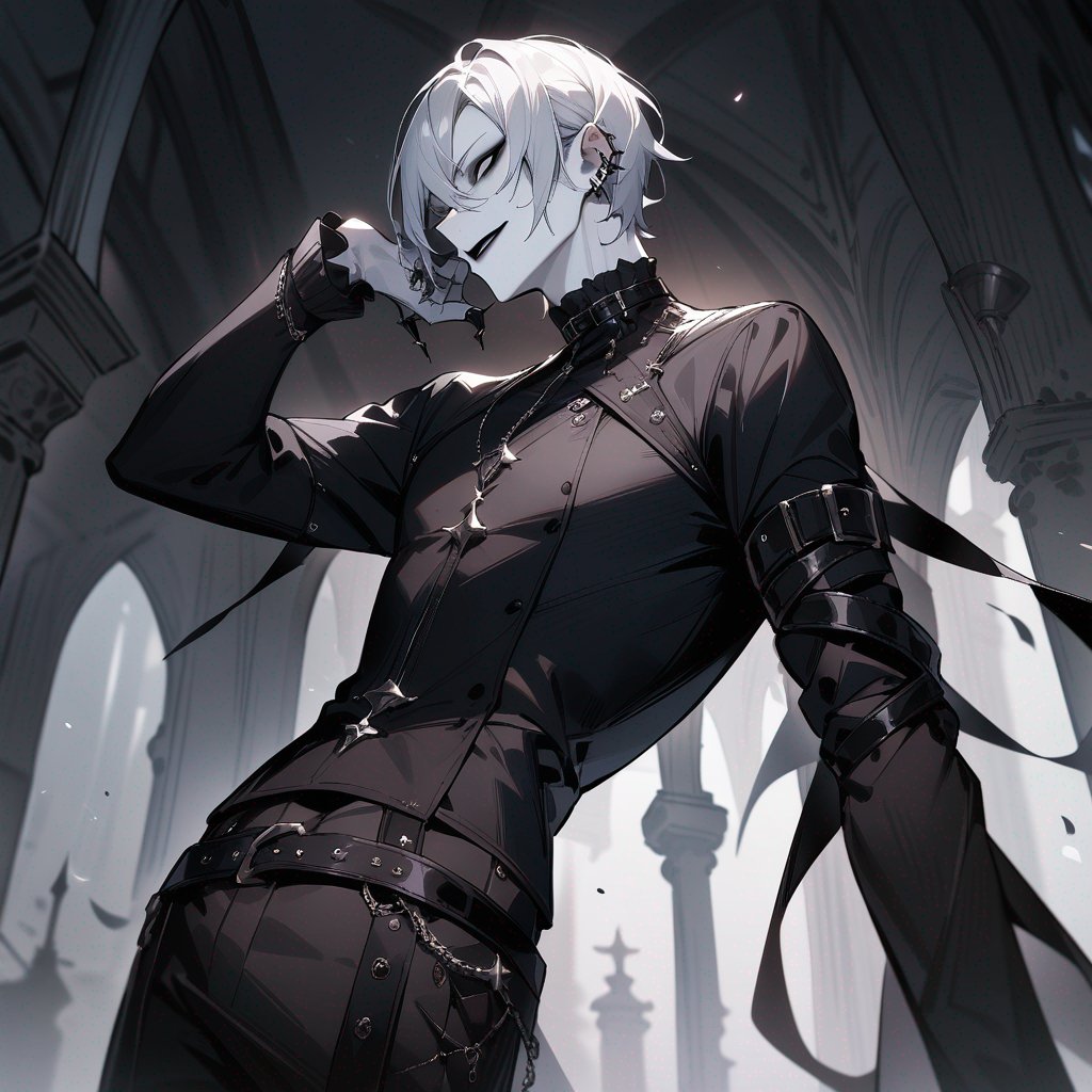 White skin, black eyes, male, gothic, male edgy